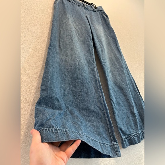 Happily Grey Wide Leg medium wash Denim high rise Jeans pants - Picture 3 of 7